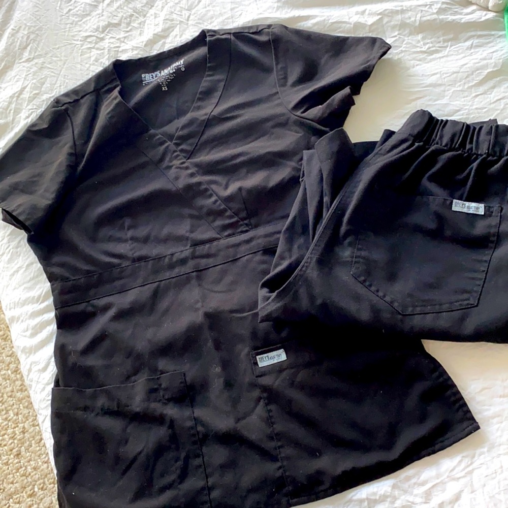 Black Greys Anatomy set XS Petite pants and XS top